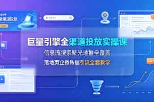 （19181期）巨量引擎全渠道投放实操课，信息流搜索聚光地推全覆盖，落地页企微私信引流全套教学