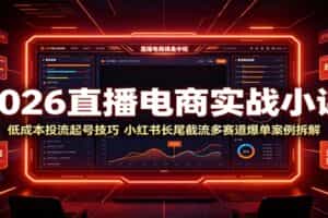 2026直播电商实战小课：低成本投流起号技巧，小红书长尾截流多赛道爆单案例拆解