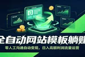 全自动网站模板躺赚：零人工沟通自动变现，日入高额利润流量运营