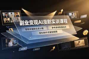 （19187期）副业变现AI漫剧实训课程，智能体辅助生成分镜，参考素材批量出片，轻松制作流量短视频