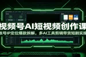 视频号AI短视频创作课：账号IP定位爆款拆解，多AI工具剪辑带货短剧实操
