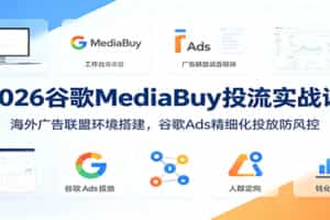 2026谷歌MediaBuy投流实战课：海外广告联盟环境搭建，谷歌Ads精细化投放防风控
