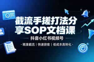 （19202期）截流手搓打法分享SOP文档课，抖音小红书视频号丨精准截流，快速获客，低成本高转化