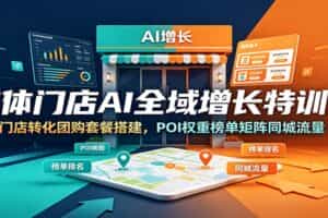 实体门店AI全域增长特训营：门店转化团购套餐搭建，POI权重榜单矩阵同城流量