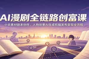 AI漫剧全链路创富课：小说素材剧本创作，人物场景AI生成剪辑发布变现全流程