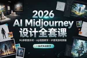 （19209期）2026 AI Midjourney设计全套课，MJ参数提示词niji混图教学，IP建筑游戏原画一站式实战教学