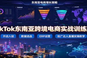 TikTok东南亚跨境电商实战训练营：开店入驻数据选品ERP运营，投广达人直播实操教学