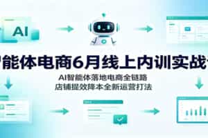 智能体电商6月线上内训实战课：AI智能体落地电商全链路，店铺提效降本全新运营打法
