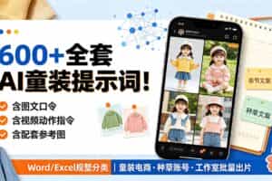 （19302期）600+全套AI童装提示词！含图文口令+视频动作指令+配套参考图，Word/Excel规整分类，童装电商、种草无脑量产内容