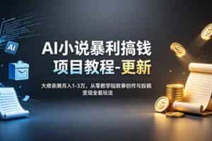 （19293期）AI小说暴利搞钱项目教程-更新，大佬亲测月入1-3万，从零教学短故事创作与投稿变现全套玩法