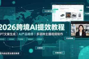 （19286期）2026跨境AI提效教程·GPT文案生成｜AI产品精修｜多语种主播视频制作，亚马逊运营全套实操课