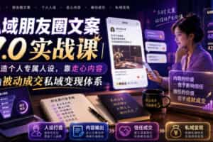 私域朋友圈文案7.0实战课｜塑造个人专属人设，靠走心内容打造被动成交私域变现体系