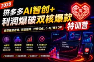 2026拼多多AI智创+利润爆破双核爆款特训营，收获底层逻辑、活动矩阵、付费优化、0-1打爆SOP