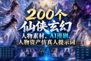 200个仙侠玄幻人物素材，AI漫剧人物资产仿真人提示词