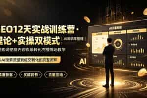 （19277期）GEO12天实战训练营·理论+实操双模式｜AI知识库搭建｜搜索词挖掘内容收录转化完整落地教学