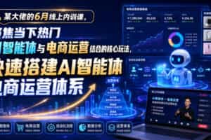 某大佬的6月线上内训课，聚焦当下热门AI智能体与电商运营结合的核心玩法，快速搭建AI智能体电商运营体系