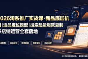（19272期）2026淘系推广实战课·新品底层机制｜选品定位模型｜搜索起量爆款复制多店铺运营全套落地教程