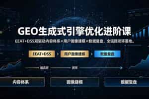（19269期）GEO生成式引擎优化进阶课：EEAT+DSS双驱动内容体系×用户画像建模×数据复盘，全链路闭环落地