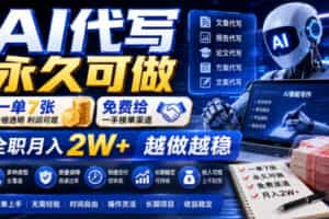 AI代写永久可做，一单7张，免费给一手接单渠道，全职月入2W+越做越稳【揭秘】