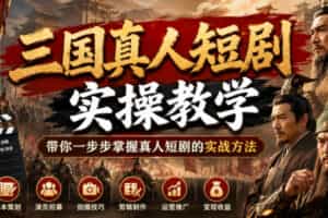 三国真人短剧实操教学，带你一步步掌握真人短剧的实战方法