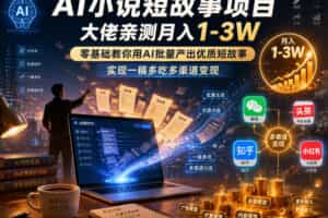 AI小说短故事项目，大佬亲测月入1-3W，零基础教你用AI批量产出优质短故事，实现一稿多吃多渠道变现（更新0710）
