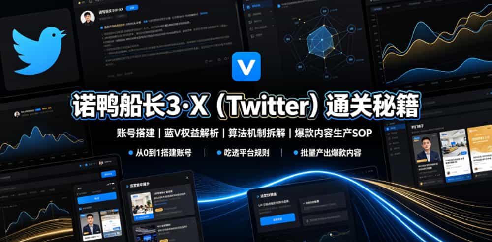 诺鸭船长3·X（Twitter）通关秘籍，涵盖账号搭建、蓝V权益解析、算法机制拆解及爆款内容生产SOP（更新）