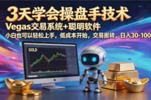 （19267期） 【3天学会手工单交易】Vegas交易技术+聪明软件，日赚50-1000U， 长期稳定，小白轻松上手