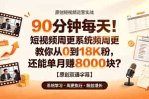 （19265期）90 分钟每天！短视频周更系统教你从 0 到 18K 粉，还能单月赚 8000 块？【原创双语字幕】