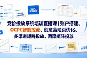 竞价投放系统培训直播课｜账户搭建、OCPC智能控流、创意落地页优化、多渠道矩阵投放、团队管理与副业变现全阶实战（更新0709）