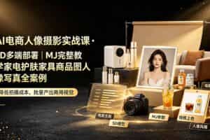 （19262期）AI电商人像摄影实战课·SD多端部署｜MJ完整教学｜家电护肤家具商品图人像写真全案例