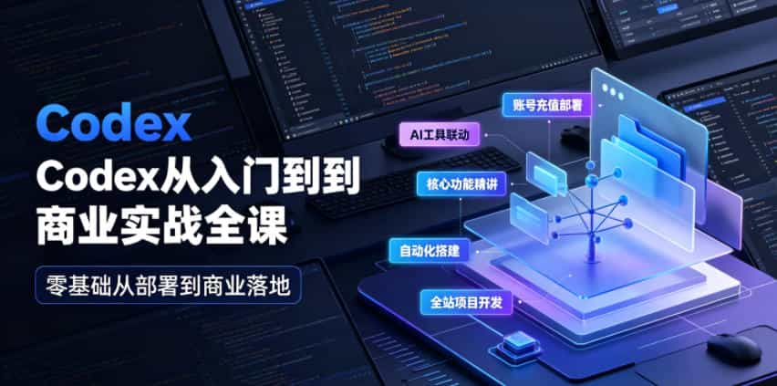 Codex从入门到商业实战全课｜账号充值部署、AI工具联动、核心功能精讲、自动化搭建、全站项目开发零基础教程