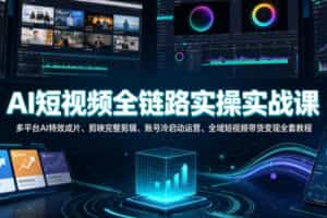 AI短视频全链路实操实战课｜多平台AI特效成片、剪映完整剪辑、账号冷启动运营、全域短视频带货变现全套教程