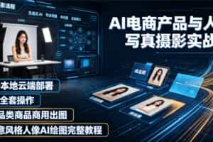 AI电商产品与人像写真摄影实战课｜SD本地云端部署、MJ全套操作、多品类商品商用出图、创意风格人像AI绘图完整教程