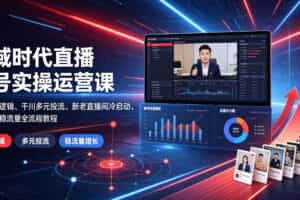 全域时代直播起号实操运营课｜账号底层逻辑、千川多元投流、新老直播间冷启动、投放复盘稳流量全流程教程
