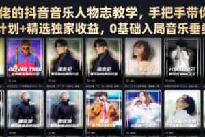 某大佬的抖音音乐人物志教学，手把手带你解锁伙伴计划+精选独家收益，0基础入局音乐垂类赛道