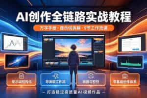 （19247期）AI创作全链路实战教程｜万字手册·提示词拆解·9节工作流课，打造稳定高质量AI视频作品
