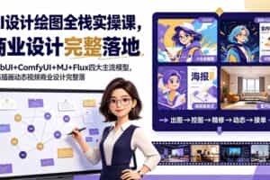 （19244期）AI设计绘图全栈实操课，WebUI+ComfyUI+MJ+Flux四大主流模型，静态插画动态视频商业设计完整落地教程