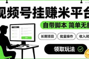 最新视频号挂G賺米平台，自带脚本，长期能做，简单无脑【揭秘】