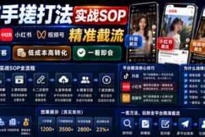 截流手搓打法实战SOP，抖音小红书视频号精准截流，快速获客，低成本高转化，一看即会