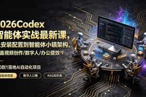 （19237期）2026Codex智能体实战最新课，从安装配置到智能体小镇架构，涵盖视频创作/数字人/办公提效全技能