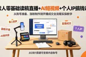 （19232期）素人零基础读稿直播+AI短视频+个人IP搞钱课，从账号准备、涨粉制作到开播成交全流程实操教学