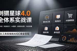 （19228期）刺猬星球4.0全体系实战课，覆盖提示词工程、电商设计、AI视频特效与新媒体运营，一站式掌握AIGC商业核心技能
