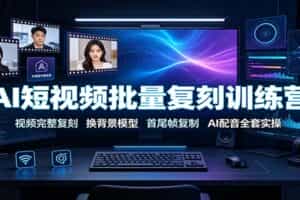 AI短视频批量复刻训练营：视频完整复刻，换背景模型、首尾帧复制、AI配音全套实操