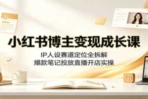 小红书博主变现成长课：IP人设赛道定位全拆解，爆款笔记投放直播开店实操