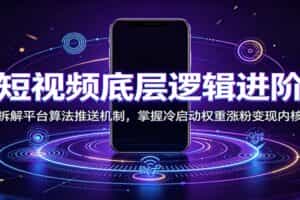 短视频底层逻辑进阶：拆解平台算法推送机制，掌握冷启动权重涨粉变现内核