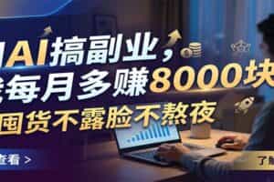 用AI搞副业，我每月多赚8000块，不囤货不露脸不熬夜
