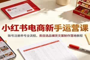 小红书电商新手运营课：账号注册养号全流程，类目选品铺货文案制作落地教程