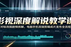 影视深度解说教学课：对标洗稿剧情拆解，电脑手机双端剪辑成片发布全流程
