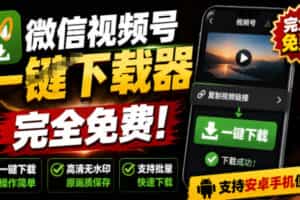 手机端也可下载微信视频号了？完全免费使用，一键解析视频号原视频和封面视频号下载助手v1.1