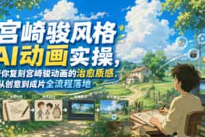宫崎骏风格AI动画实操，带你复刻宫崎骏动画的治愈质感，从创意到成片全流程落地